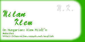 milan klem business card